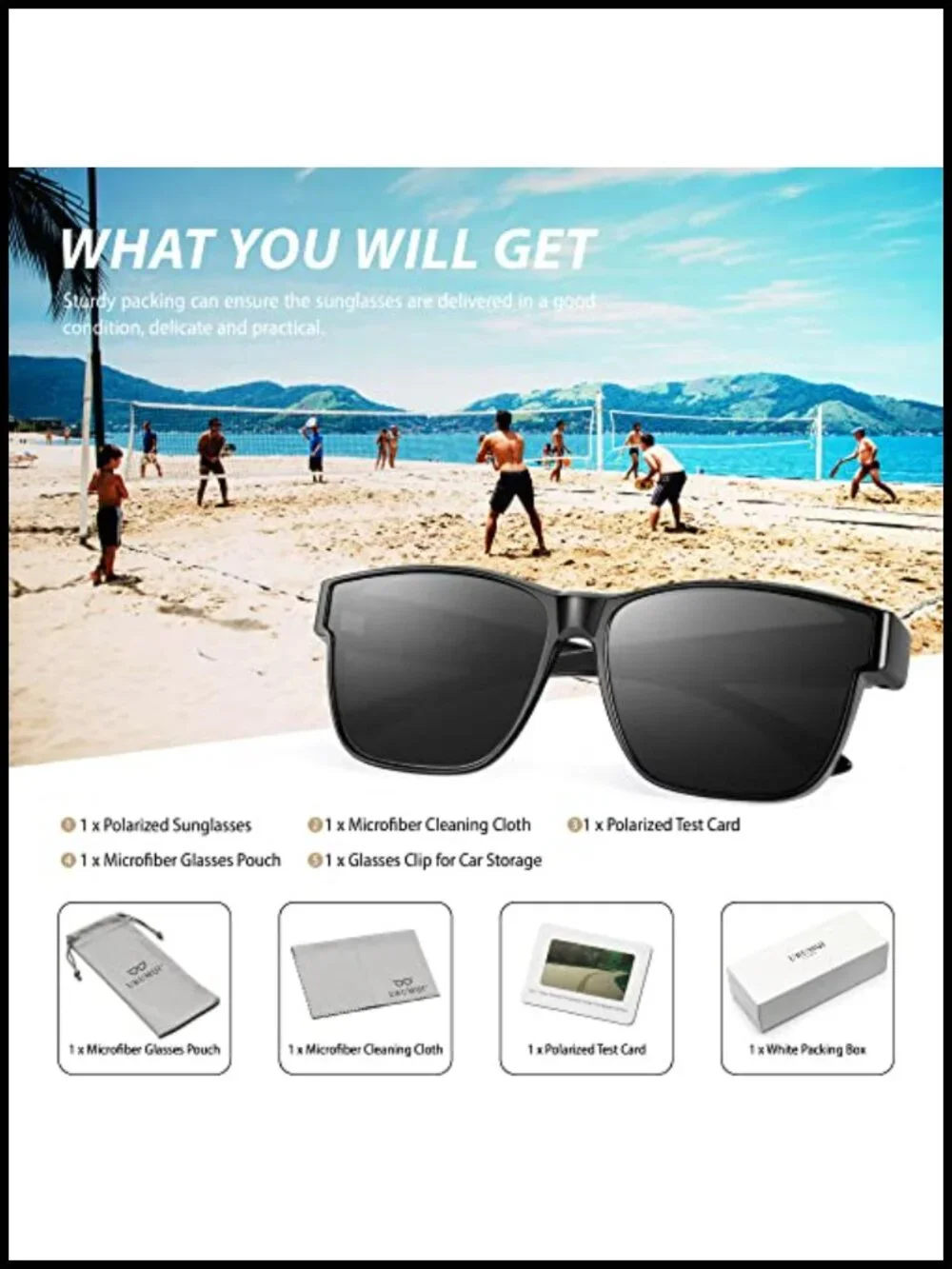 Polarized Fit Over Sunglasses Oversized Square UV400 Protection